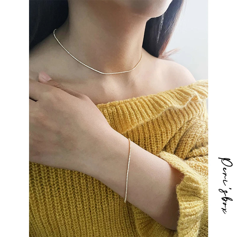 Collana tennis sottile con zirconi 1mm – girocollo elegante placcato oro per donna – choker minimal chic gioielli ARYA