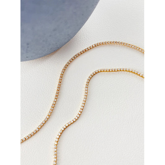 Collana tennis sottile con zirconi 1mm – girocollo elegante placcato oro per donna – choker minimal chic gioielli ARYA